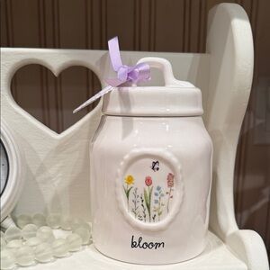 Rae Dunn White 'bloom' Canister with Floral Design